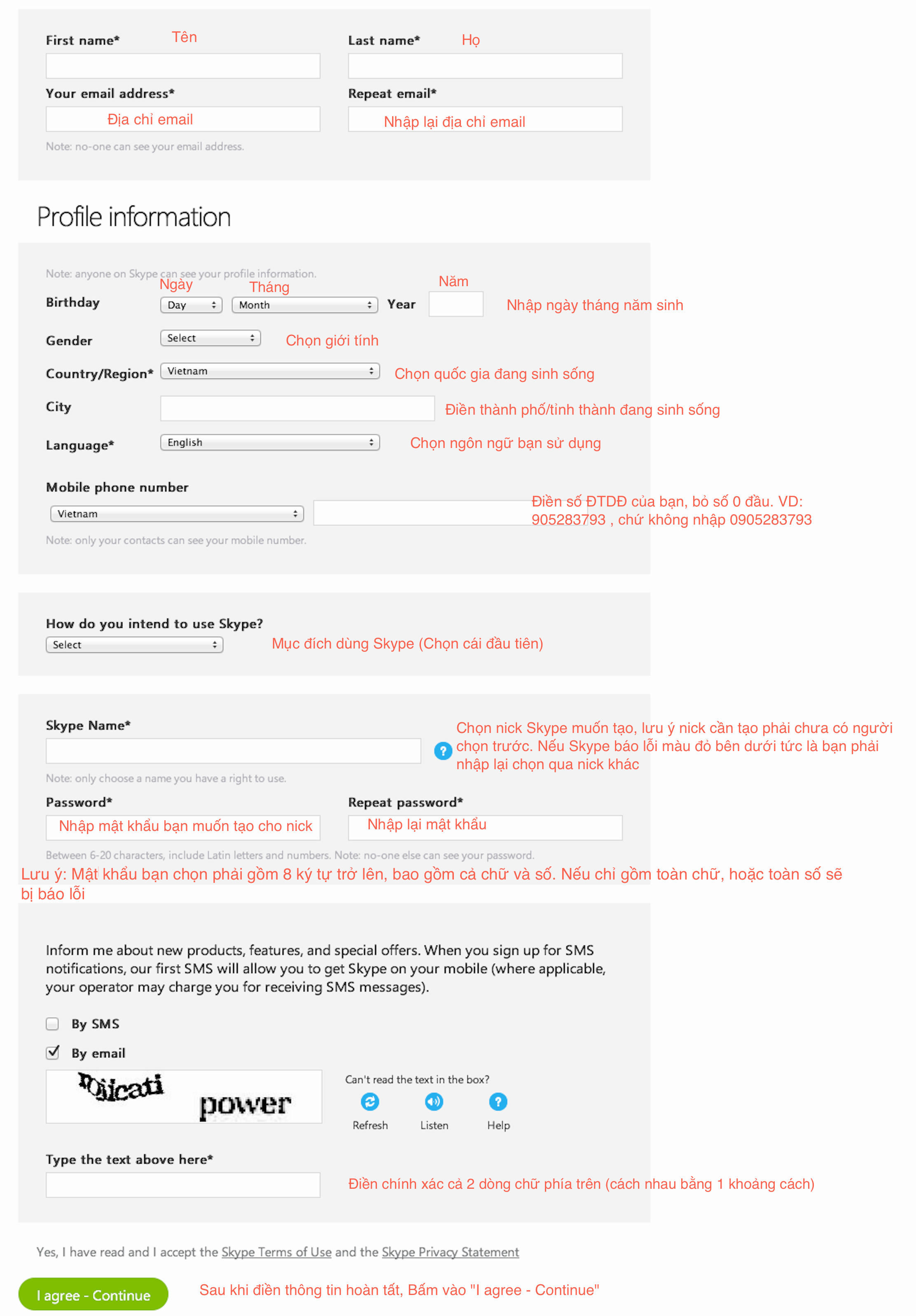 SkypeID signup