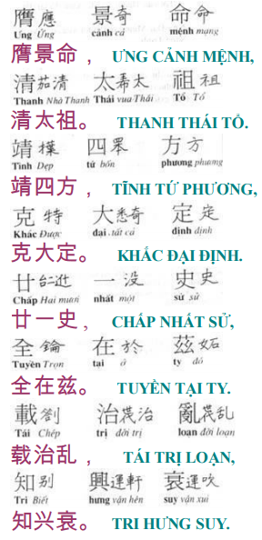 Tam Tự kinh bài 19